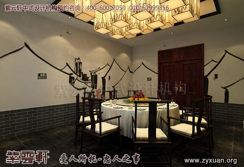 天津私房菜餐厅酒楼装修,餐厅小包间中式装修效果图
