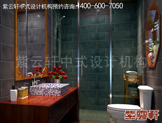 贵州南海阁客栈古典中式装修案例，卫生间中式装修效果图