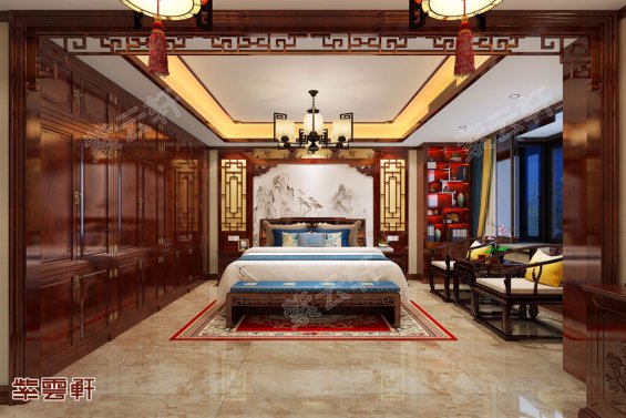 现代中式家装设计卧室效果图