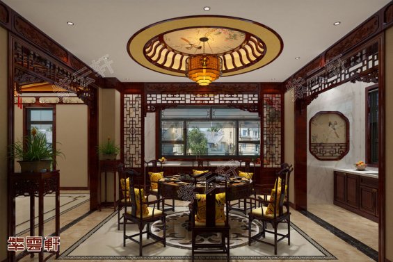 现代中式餐厅设计效果图