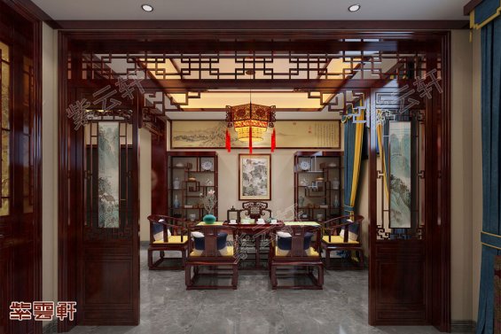 中式家装设计，茶室装修风格效果图