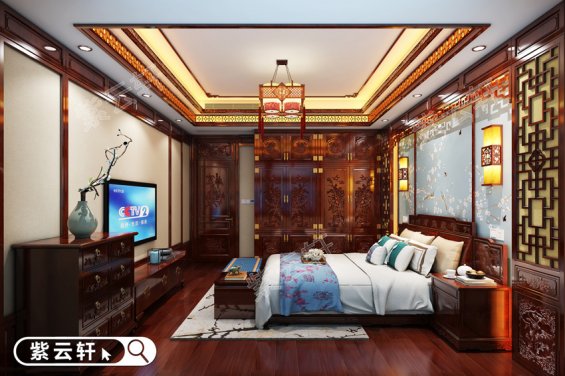 豪华中式风格卧室装修设计效果图