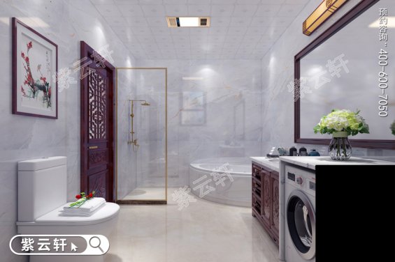 新款房屋装修卫浴室中式设计效果图
