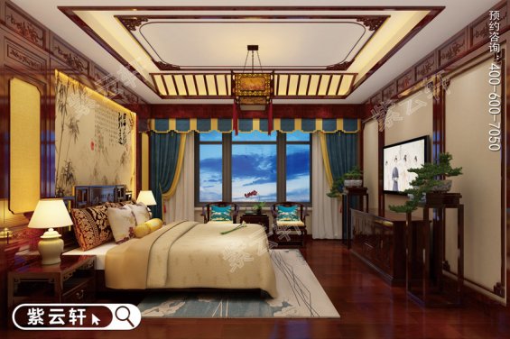 中式风格别墅卧室装修装潢设计效果图