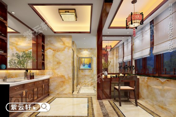 现代家庭装修设计中式风格卫浴室装修效果图