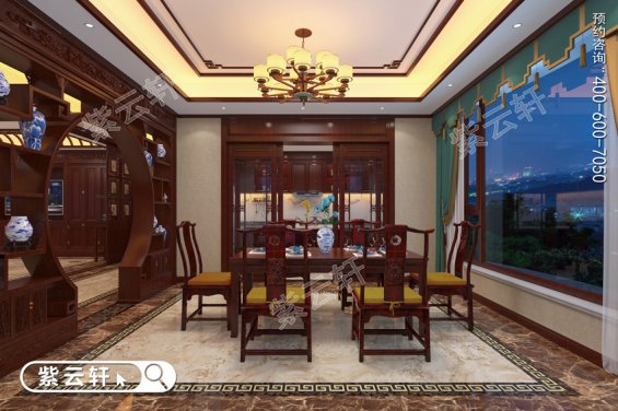 中式家庭装修设计餐厅效果图2023年新款