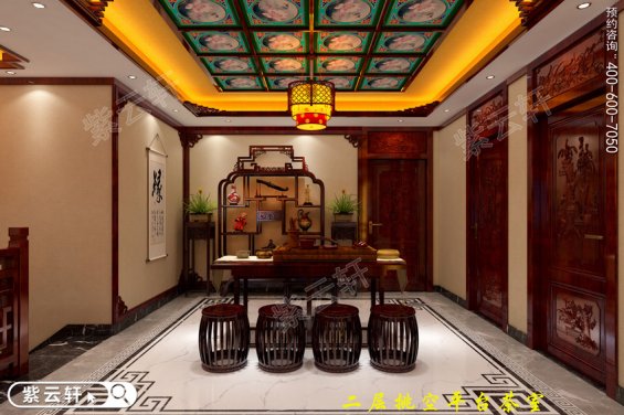 中式茶室实景图，家庭茶室古典风格装修