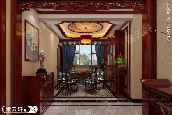 古典风格餐厅装修效果图，中式室内设计实景图