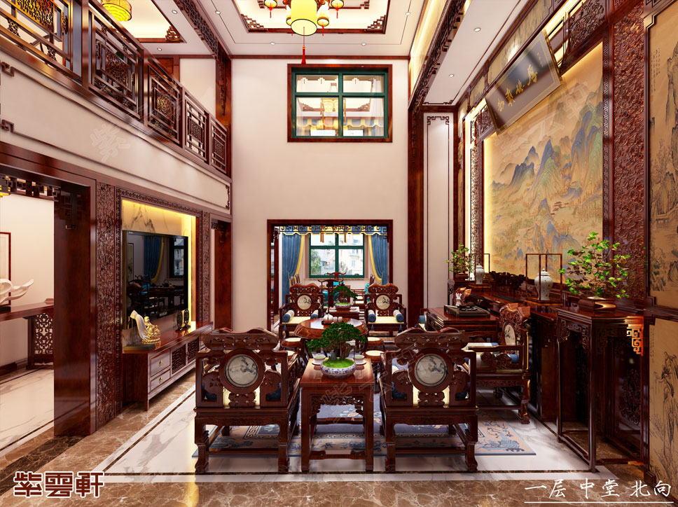 中式装修设计别墅，现代中式别墅室内设计实景图