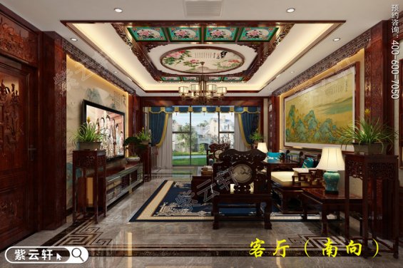 古典风格中式客厅实景图，客厅装修效果图2023新款