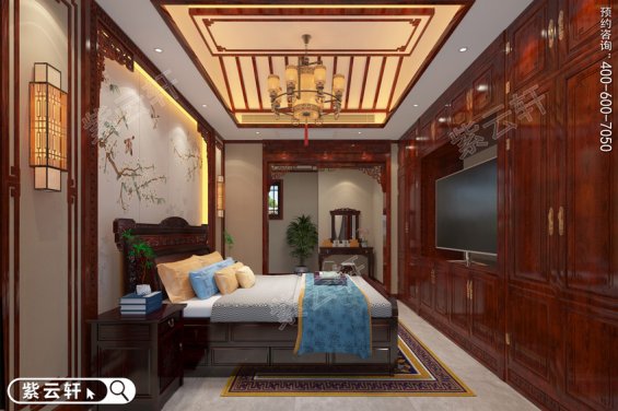 中式房间装修设计，传统风格卧室装修效果图