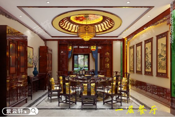 中式餐厅红木整装豪华餐厅装修设计效果图