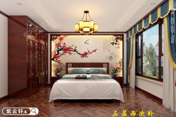 简约中式装修图片，2023中式现代卧室装修实景图
