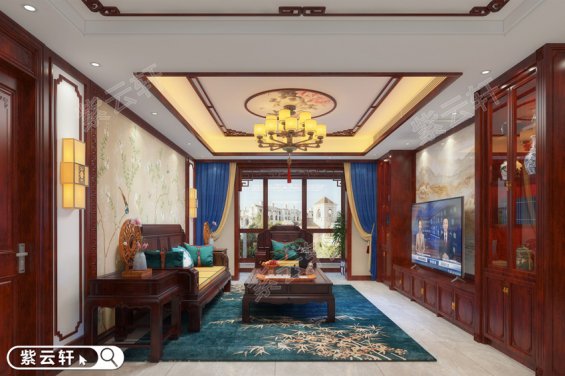 中式家庭客厅装修，传统风格客厅装修效果图