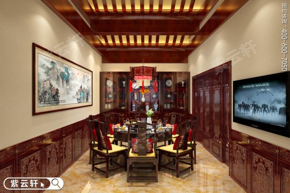 餐厅装修效果图，中式风格餐厅设计实景图