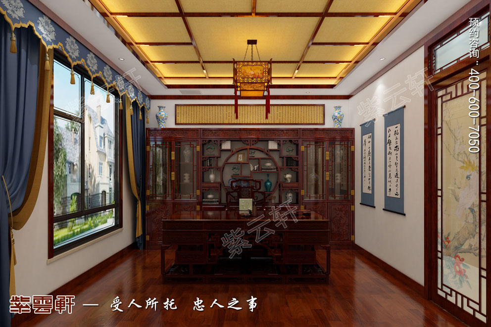 中式书房装修实景图 中式书房装修设计