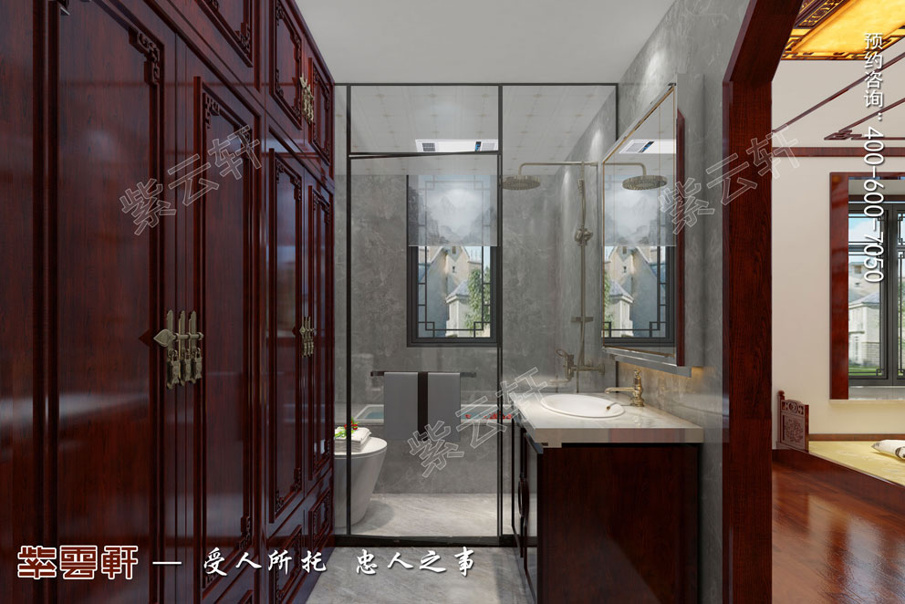 卫浴室中式装修设计效果图 卫浴室中式装修设计