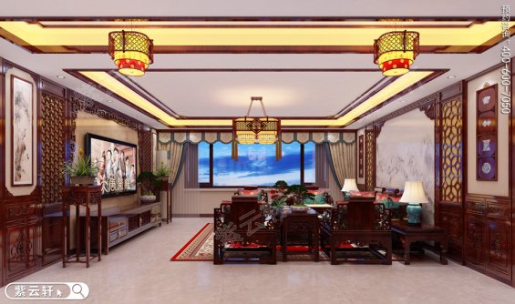 传统风格客厅图片，2023中式客厅设计效果图