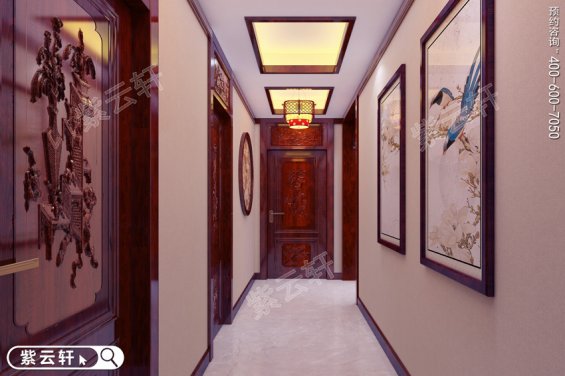 家庭过道走廊装修图片，中式风格过道设计效果图