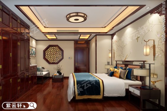 中式设计家装卧室，古典风格卧室装修效果图