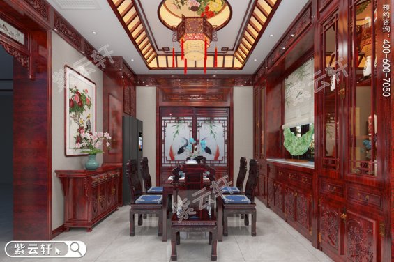中式家庭餐厅，传统风格餐厅设计实景图片